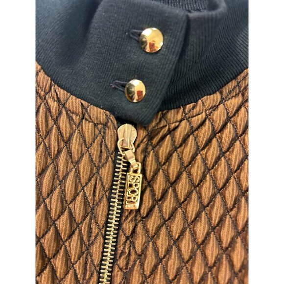 St. John Designer Brown Quilted Zip Jacket Size Petite P - Picture 4 of 5
